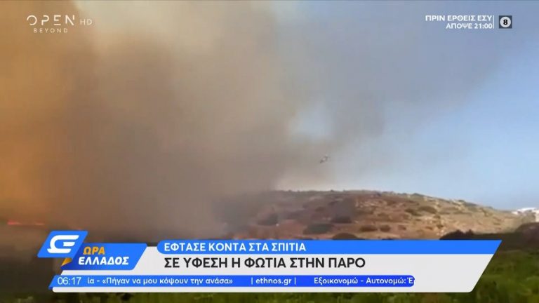 Πάρος: Σε ύφεση η φωτιά (video)
