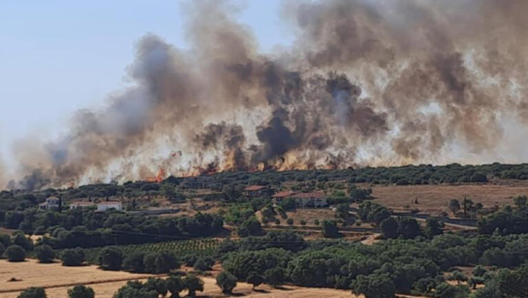 Η φωτιά στην Κεφαλονιά καίει κοντά σε σπίτια
